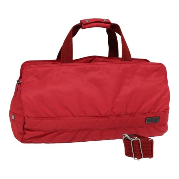 BURBERRY Blue Label Boston Bag Nylon 2way Red Silver Auth bs17480 - Picture 1 of 16